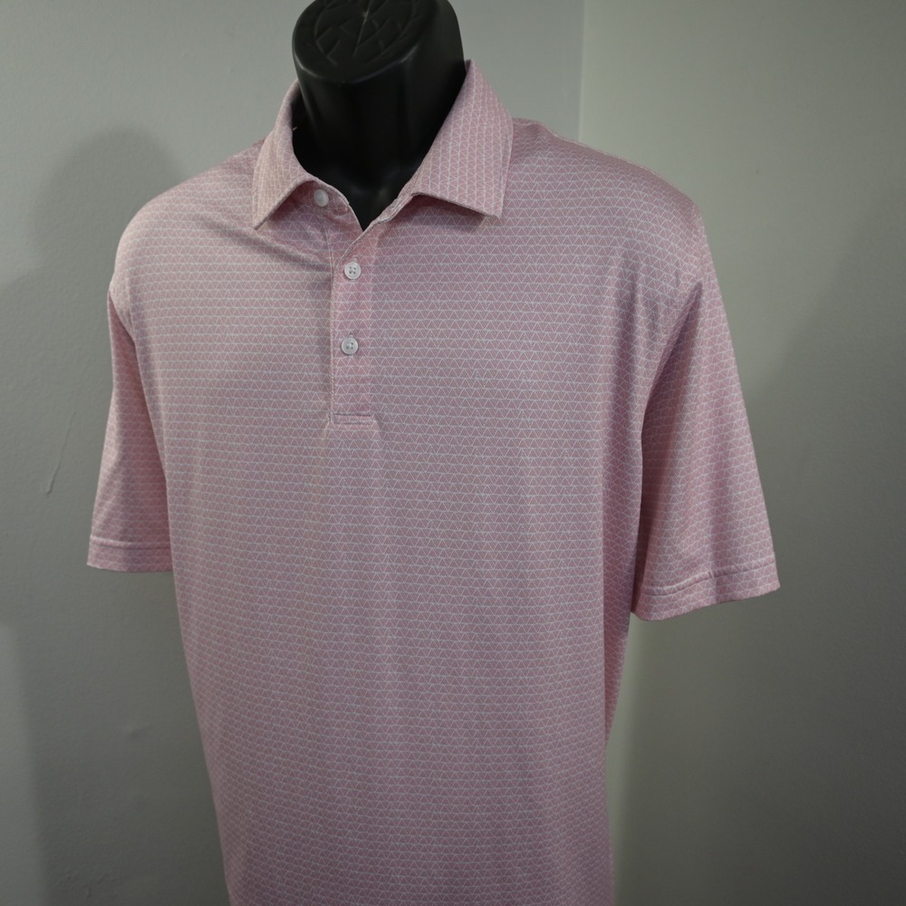 Vineyard Vines Golf Polo Mens XL Pink Geometric Performance Short Sleeve Shirt
